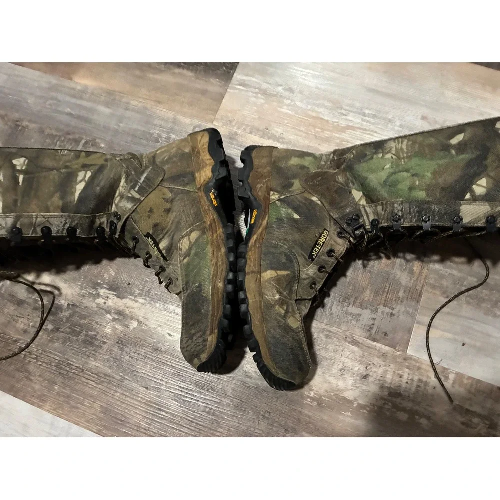Rocky Mens Gore-Tex Camo Hunting Boots Vibram Sole Side Zip Waterproof